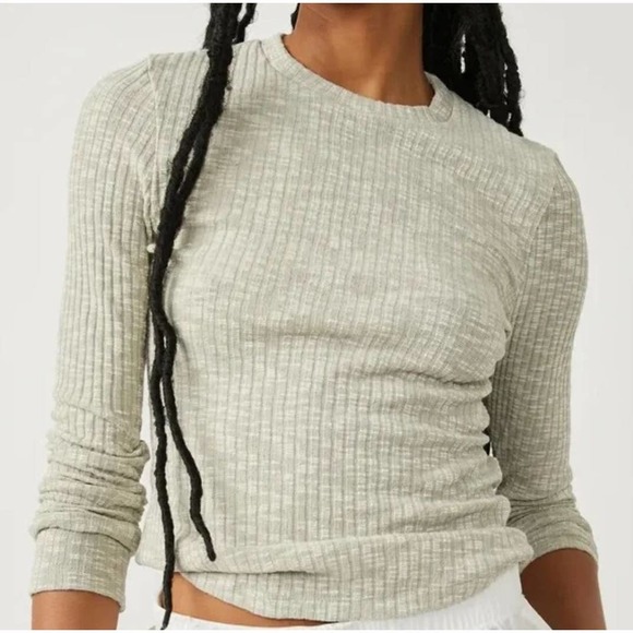 Free People Sweaters - Intimately Free People Aura Ribbed Slub Knit Long Sleeve Top Sea Mist M